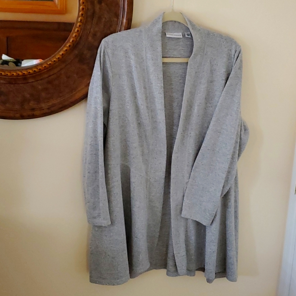 Susan Graver Cardigan,  SZ 1X, Heather gray